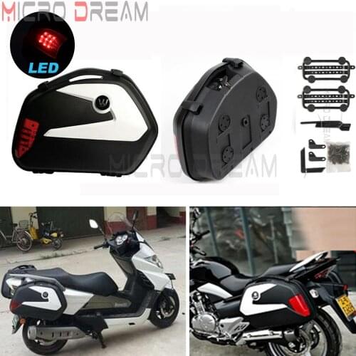 2x 20L Universal Motorcycle Side Cases Tailcase Rear Luggage Pannier Cargo Side Box For Yamaha Honda Suzuki Vstorm DL650 GW250