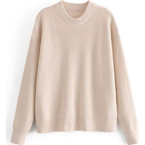 Wixra Womens Knitted Pullover Sweater Ladies O Neck Long Sleeve Basic Jumpers Autumn Winter Stylish Korean Chic New Hot Tops