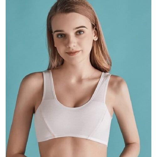 Wasteheart Women Fashion Pink Gray Full Cup Sexy Bralette Wireless Student Maiden Bras Striped Cup A B Bamboo Fiber Bras Vest