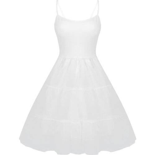 Women Underskirt Adjustable Spaghetti Strap Padded Bra Full Slip Tulle Dress Petticoat Underdress for Prom Dance Party Wedding