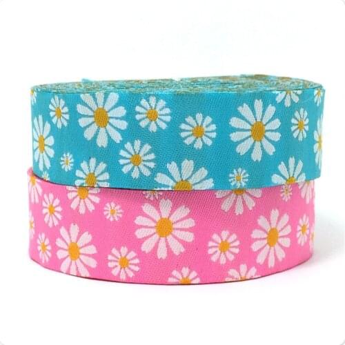 16mm 5/8" and 22mm 7/8" 10y/lots Woven Jacquard ribbon 2016 New clothing accessories Pink and blue 2016 flower ribbon dog ribbon