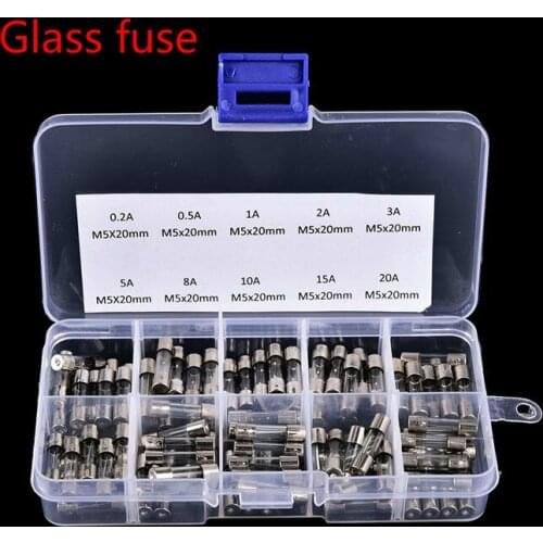 100pcs/lot Glass Tube Fuse 5x20mm 15A 1A 20A 2A 3A 5A 8A 0.2A 0.5A 10A Fast Quick Blow Fuses