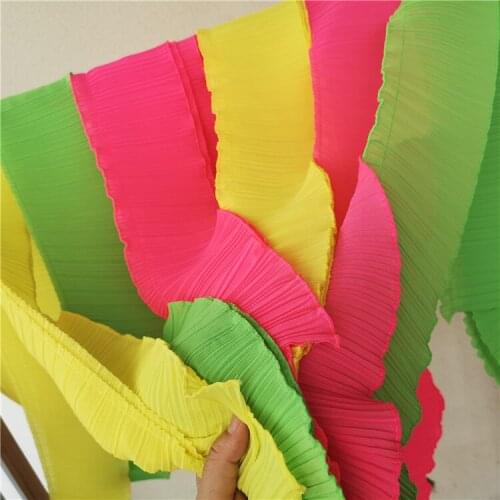 12.5CM Wide Candy colors Peated Chiffon Fold Lace Collar Applique Ribbon Trim For DIY Curtain Wedding Dresses Hem Decor