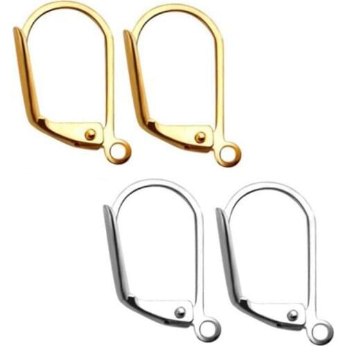 20pcs Gold /Silver Hook Earrings Clasps & Hooks 12*18mm Size Stainless Steel Wire Settings Base Hoops Supplies For DIY Jewelry