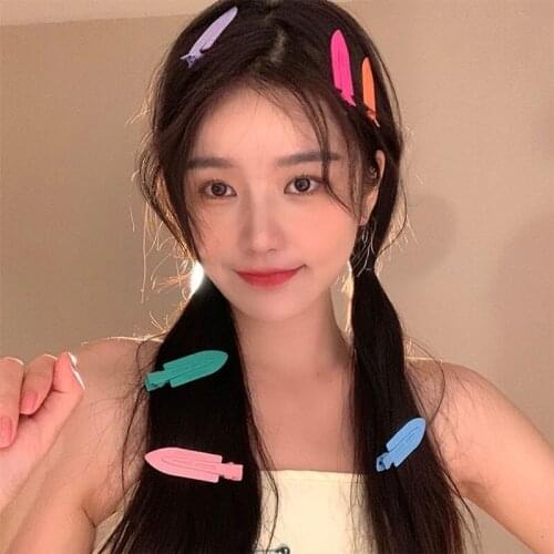 Candy Color Side Clip Bangs Broken Hair Clip Back Of Head Bangs Sweet Blue Green Red Metal Side Clip Accessories for Women Girls