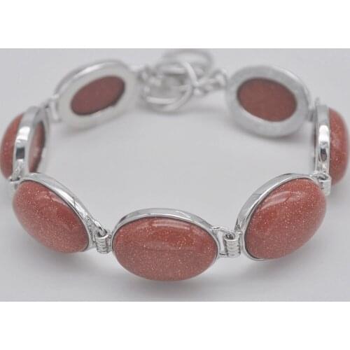 Golden Sandstone Stone GEM Beads Bracelet Bangle 8 Inch Jewelry G058