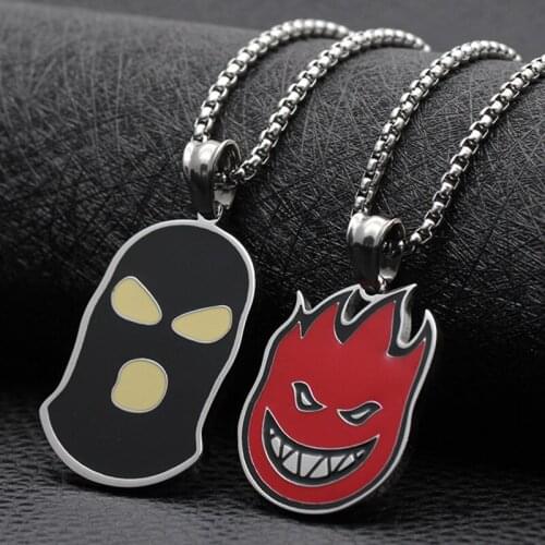 Mens necklace chain Gangster fireman pendant stainless steel long necklace women pendant Male necklace black jewelry accessorie