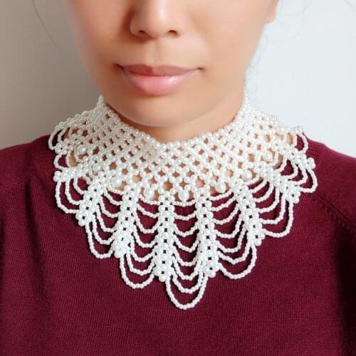 GOHYPDUG Hand-woven Pearl Necklace Bridal Wedding Shawl Jacket Bolero Wrap Bridal