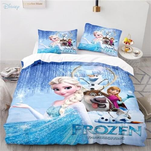 Disney Frozen Duvet Cover Set with Pillowcases 3d Cartoon Bedding Set Single Double Twin Full Queen King for Kids Bedroom Decor