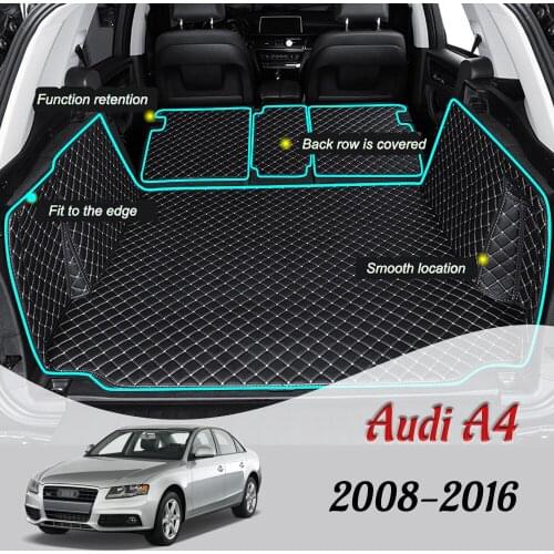 For Audi A4 B8 8K 2008-2016 Saloon Sedan A4L Leather Car Trunk Mat Carpet Cargo Liner Accessories Interior Boot