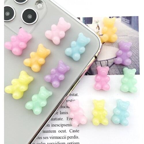 40pcs Jelly Color Simulation Resin Bear Ornaments DIY Crafts Supplies Phone Shell Patch Arts Kids Hair Accessories Materials