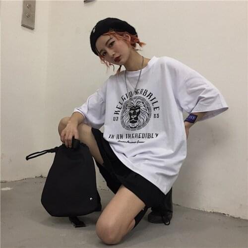 Oversized T-shirt Harajuku Ins Top Alphabet Printed All-Matching Bottoming Loose BF Style Short Sleeve T-shirt for Men and Women