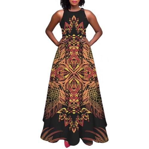Hycool Hycool New Arrivals Summer WomenS Dress 2021 Symmetric African Tribal Women Sleeveless Maxi Party Dresses A-Line Casual