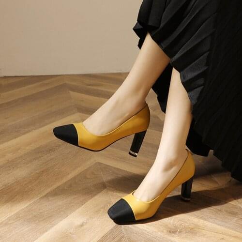 JETT DRAGON Quality Office Lady Women Pumps Suede Leather Casual Square Low Heels Office Work Shoes Shallow Ladies Shoes 2021