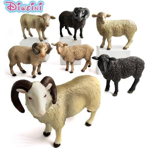 Kawaii Simulation Sheep Lovely Farm animal model Goat Figure plastic toy figurine home decoration accessories Decor Gift For Kid