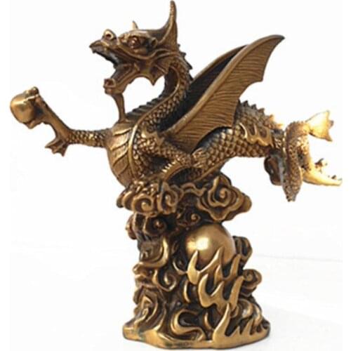 Chinese archaize copper collectable Flying dragon STATUE