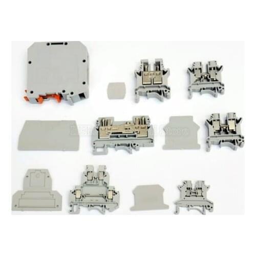 10PCS UK-1.5N UK-2.5B UK-6N UKH-50 Universal DIN Rail Mounted Terminal Blocks Screw Type Connector Electrical Crimp Terminator