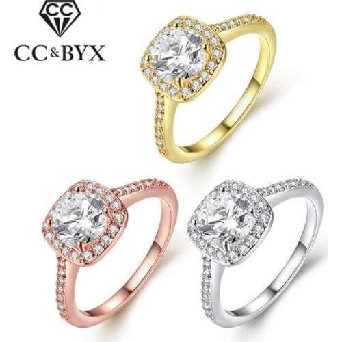 CC Rings For Women Charms White Gold Color Square Vintage Bridal Wedding Anelli Donna Engagement Trendy Jewellery Bijoux Femme