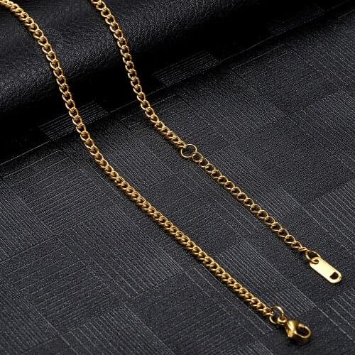 Gold Color 3mm Stainless Steel Link Chain Necklace Choker for Men Women Curb Jewelry Gift Wholesale Dropshipping DKN643