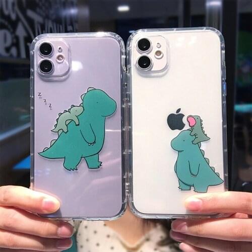 Gimfun Cute Cartoon Dinosaur Phone Case for iPhone 11 12 Mini Pro X XR XS Max 7 8 Plus Transparent Ultra Thin Soft Shell Case