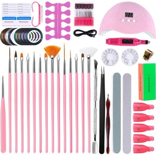 Muti-Function Nail Set Manicure Gel Nail Polish Kit Electric Nail Drill Phototherapy Machine Set Painted Pen Manicure Set Gift