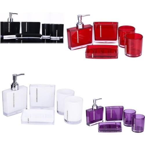 5pcs Bathroom Accessories Organizer Set Acrylic Toothbrush Soap Dish Wash Set Family Emulsion Soap Dish Wash Cup Set