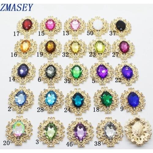 New Jewelry Accessories Buckle 10pcs Gold Plated Rhinestone Flash Decorative Buckle Various Colors Handmade Creative Crafts