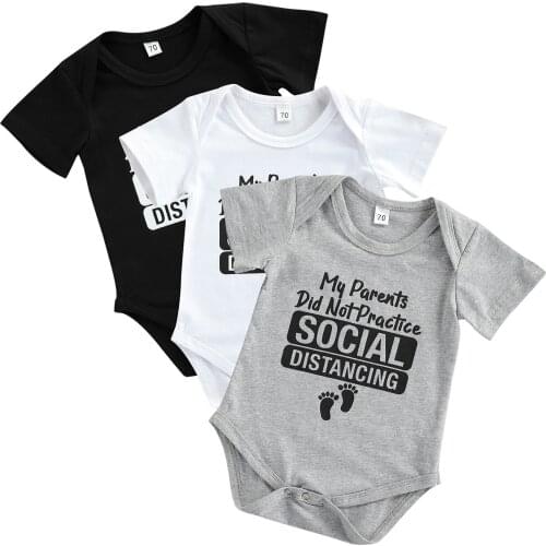 New Summer Romper, Baby Footprint & Letter Print Short Sleeve Round Neck Playsuit