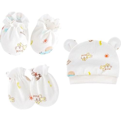 Autumn and winter boys and girls maternal and infant products scratch resistant mittens newborn hat accessories warm cotton