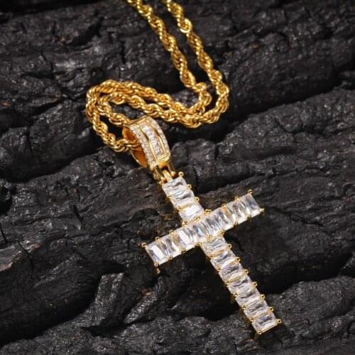 Hip Hop Pico Harvey Cross Pendant Necklace Micro Pave AAAA+ Cubic Zirconia Egyptian Style