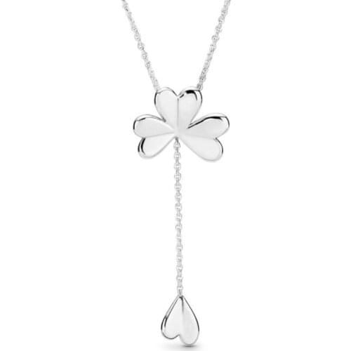 Original 925 Sterling Silver Necklace Pan Lucky Four-leaf Clover Necklace For Women Wedding Gift Diy Jewelry
