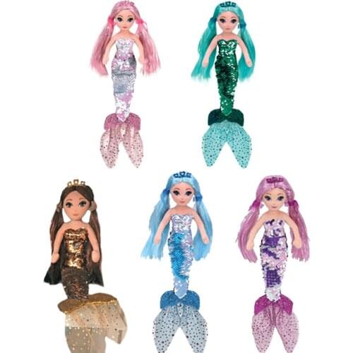 Ty Big Eyes Sea Sequins Mermaid Plush Stuffed Animal Collectible Ocean princess Doll Toy Christmas Gift For Boys Girls 34cm