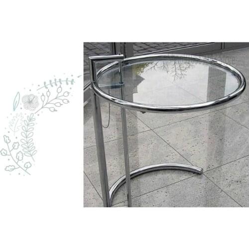 Stainless Steel Lifting Coffee Table Round Side Table Eileen Gray Table Indoor Coffee Table Corner Table