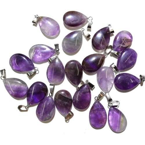 10Pcs/lot Natural Stone Amethysts Charms Crystal Pendant For Jewelry Making Pendants Necklace