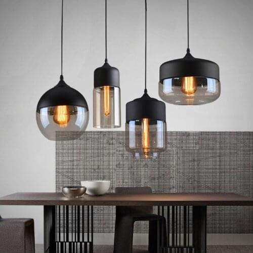 Nordic Modern Loft Hanging Glass Pendant Lamp Fixtures E27 E26 LED Pendant Lights for Kitchen Restaurant Bar Living Room Bedroom
