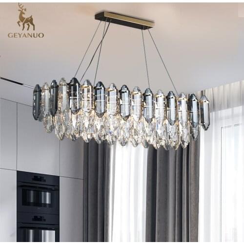 Light luxury crystal restaurant chandelier postmodern restaurant bar crystal lamps simple and warm household lamps