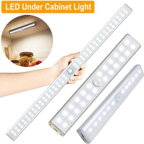 PIR LED Motion Sensor Closet Light 3 6 10 20 36 64leds Under Cabinet Night Lamp USB Rechargeable/Battery Style Wardrobe Light