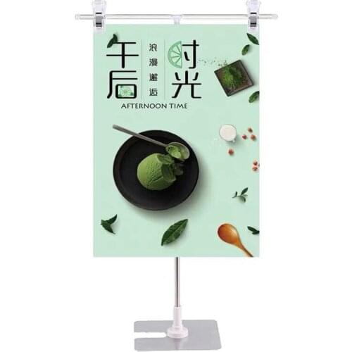 T Shape Adjustable Metal Poster Banner Sign Holder Store Counter Display Poster Stand With Clip For Market Store Shop