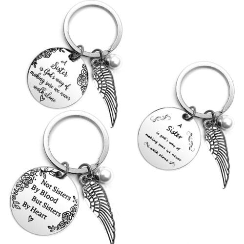 Sister Gift from Sister A Sister is Gods Way of Making Sure We Never Walk Alone Keychain Jewelry Christmas Birthday Gifts