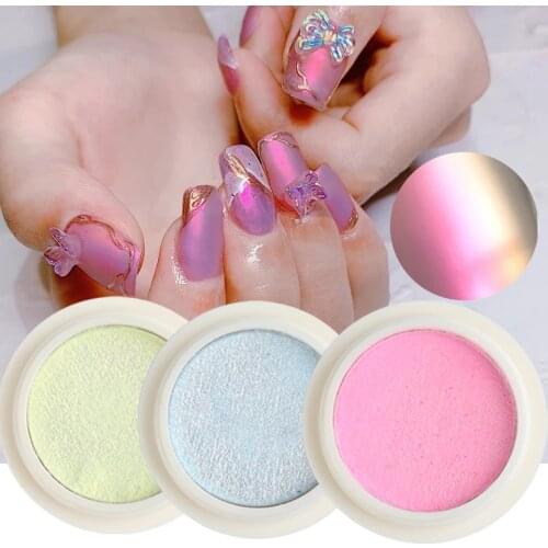 Solid Aurora Powder For Nails Shimmer Mirror Glitter Chrome Pigment Rub Dust Gel Nail Polish Manicure Nail Art Decor SAG01-06