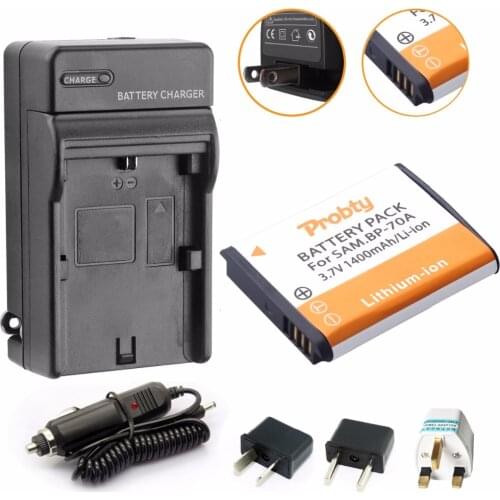Probty BP-70A BP70A li ion battery + charger + car adapter For Samsung PL80 PL90 PL100 ES70 SL50 SL600 ST30 ST60 ST65 TL105
