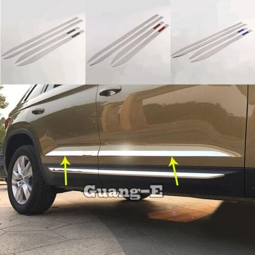 Car Styling Protect Cover Side Door Body Trim Stick Strip Molding Part 4pcs For Skoda Kodiaq 2017 2018 2019 2020