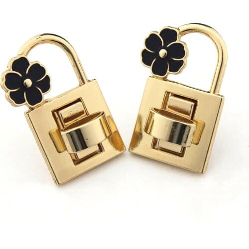 1pcs Metal Black Flower Shape Bag Turn Lock Twist Lock Clasp Leather Craft Women Handbag Shoulder Bag Purse Hardware Accessories