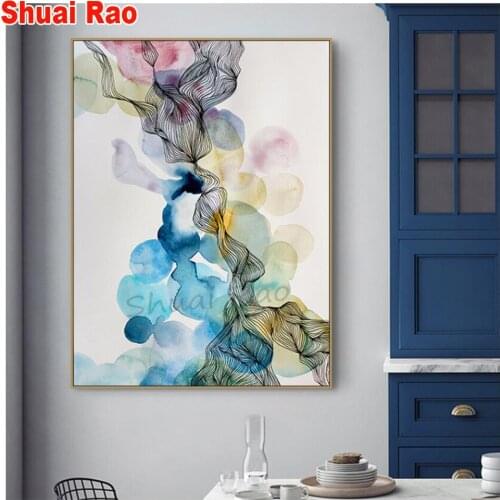 Abstract line diamond painting,Nordic watercolor art,diamond painting cross stitch mosaic embroidery diamond round square stones