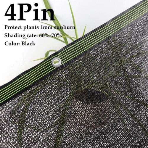 4 Pin Black Sunshade Net Anti-UV Shading Rate 65% Garden Shading Plants Sunburn Protection Outdoor Pool Shading Succulent Cover
