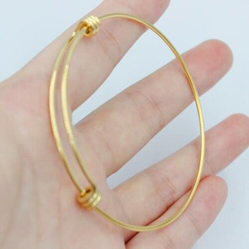 5pcs/lot 100% Stainless Steel DIY Charm Bangle 60mm 65mm Jewelry Finding Expandable Adjustable Wire Bangles Bracelet