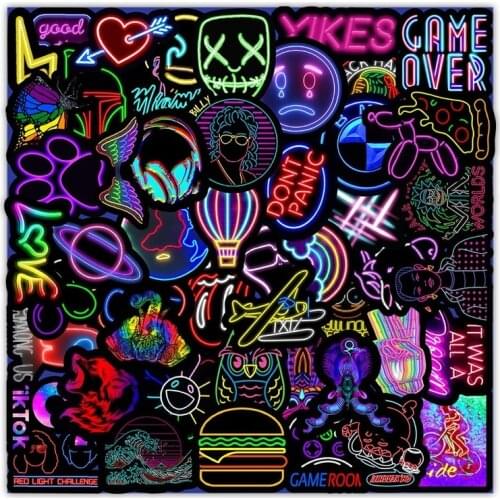 50 Pcs Bike Reflective Stickers Fashion Funny Luggage Mobile Phone Computer Notebook Decals Decorative Bicycle Frame Stickers