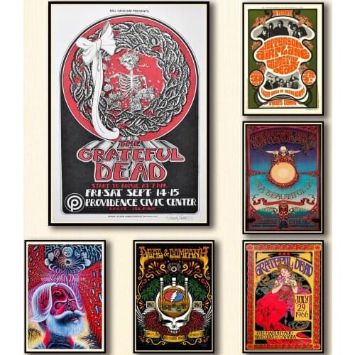 51 Designs Grateful Dead Whitepaper Poster Alternative Abstract Art Painting Funny Wall Sticker for Coffee House Bar