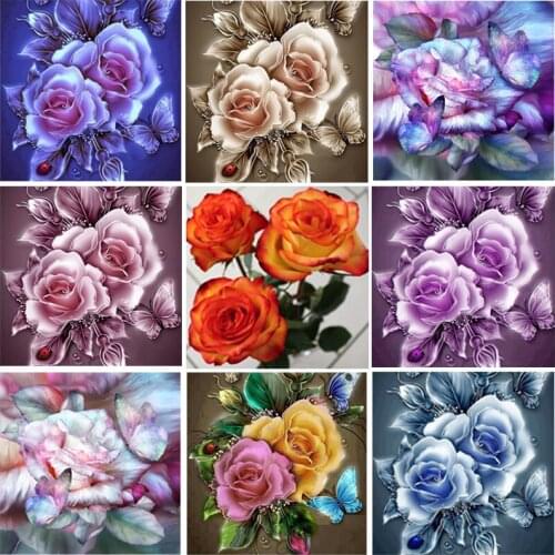 5D Diamond Mosaic Embroidery Beadwork-Rose flower-full Square Diamond Paintings Pattern Kits for Painting Picture Rhinestones