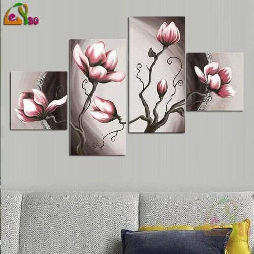 5D Diamond Painting Pink Magnolia Bud 4 pcs Picture Of Rhinestones Home Decorations Embroidery Mosaic Gift For Festival Crafts